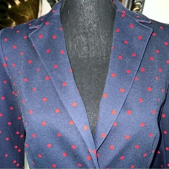 Talbots Navy Blue Blazer with Red Polka Dots NWOT Size 8P - Picture 6 of 14